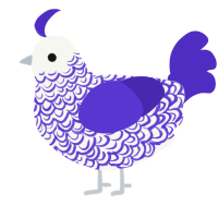 A white and indigo chicken with a double-lace pattern