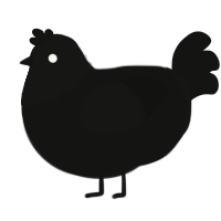 A black chicken with a head pattern
