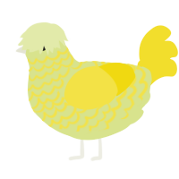A lemon and yellow chicken with a lace pattern