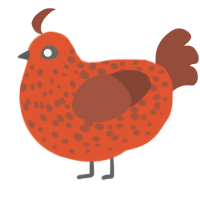 Roswell, a vermilion and russet chicken with a speckle pattern