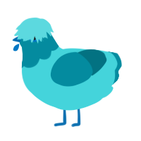 A aqua and sea chicken with a head pattern