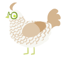 A white and beige chicken with a lace pattern