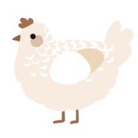 A cream chicken with a half-lace pattern