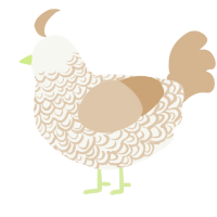 A white and beige chicken with a double-lace pattern
