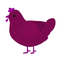 A wine chicken with a speckle pattern