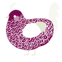 A wine and white chicken with a double-lace pattern