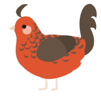 A vermilion and bark chicken with a half-lace pattern