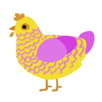 A yellow and orchid chicken with a lace pattern