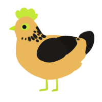 A honey and sable chicken with a neck-speckle pattern