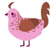 A pink and russet chicken with a half-lace pattern