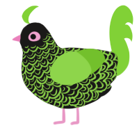 A sable and grass chicken with a double-lace pattern