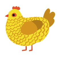 A yellow and ochre chicken with a lace pattern