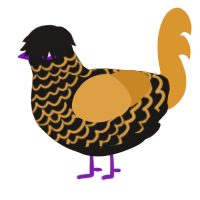 A sable and orange chicken with a lace pattern