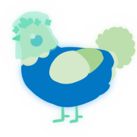A sapphire and gluppy chicken with a head pattern