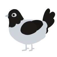 A mist and sable chicken with a head pattern