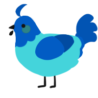 A aqua and ultramarine chicken with a head pattern