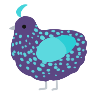 A overcast and aqua chicken with a speckle pattern