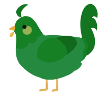 Leaf jr, a viridian and leaf chicken with a head pattern