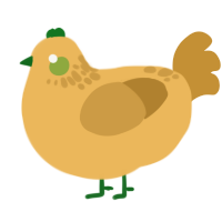 A honey and gold chicken with a neck-speckle pattern
