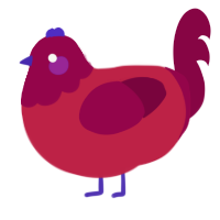Ref, a crimson and maroon chicken with a head pattern