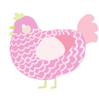 A pink and rose chicken with a lace pattern