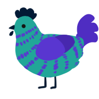 (unnamed), a turquoise and indigo chicken with a bar pattern