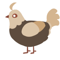 Beloved Chip, a bark and beige chicken with a head pattern