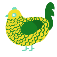 spongebob 1, a yellow and leaf chicken with a lace pattern