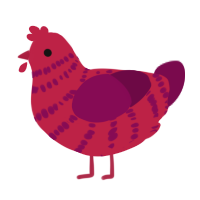 A crimson and wine chicken with a bar pattern
