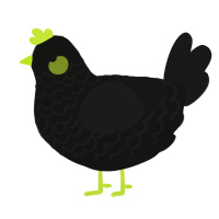 A black and sable chicken with a lace pattern