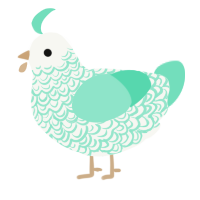 A white and mint chicken with a double-lace pattern