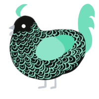 A black and mint chicken with a double-lace pattern