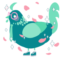 A teal and mint chicken with a neck-speckle pattern