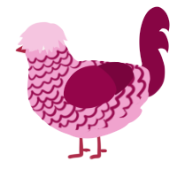 A pink and maroon chicken with a lace pattern