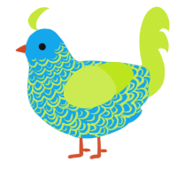 A sky and lime chicken with a double-lace pattern