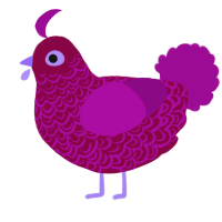 A maroon and plum chicken with a double-lace pattern