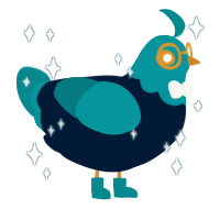 A tumblr and teal chicken with a head pattern