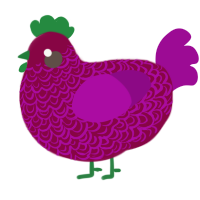 Cupid, a maroon and plum chicken with a double-lace pattern