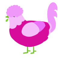 Cupcake, a fuchsia and lavender chicken with a head pattern