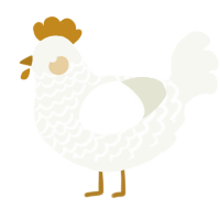 applesauce, a white chicken with a lace pattern