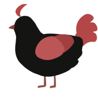Mars, a black and red chicken