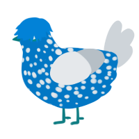 GetInto Hypnosis Mic, a sapphire and mist chicken with a speckle pattern