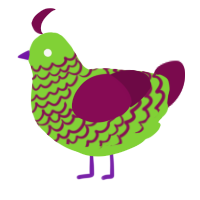 A grass and wine chicken with a lace pattern