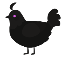 Enderman, a black and sable chicken with a head pattern
