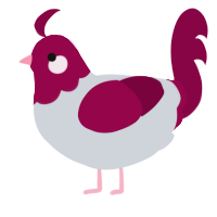 Valentine, a mist and maroon chicken with a head pattern