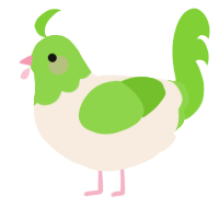 A cream and grass chicken with a head pattern
