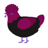 A sable and wine chicken with a head pattern