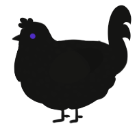 Unfamiliar Memory, a black chicken with a speckle pattern