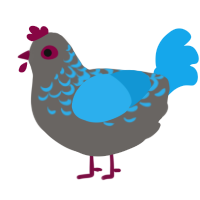 Lost Eyes, a grey and sky chicken with a half-lace pattern
