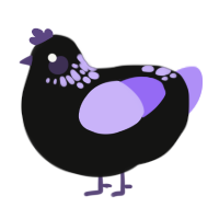 Date Night, a black and lilac chicken with a neck-speckle pattern